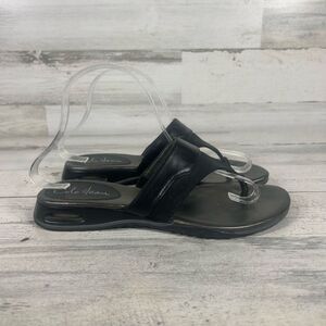 Cole Haan NikeAir Womens Slip On Sandals Flats Open Toe Black Leather Size‎ 7.5B